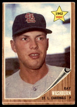 1962 Topps #19 Ray Washburn UER Excellent RC Rookie  ID: 194404