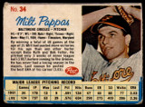 1962 Post Cereal #34 Milt Pappas Very Good  ID: 144141