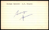 George Spencer SIGNED 3X5 INDEX CARD AUTHENTIC AUTOGRAPH New York Giants Vintage Signature