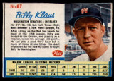 1962 Post Cereal #67 Billy Klaus G-VG  ID: 144236