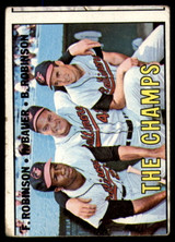 1967 Topps #   1 Frank Robinson/Hank Bauer/Brooks Robinson The Champs DP G/VG 