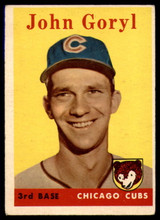 1958 Topps #384 John Goryl EX RC Rookie ID: 64386