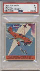 1941 SKY BIRDS #3 ENGLISH HAWKER HENLEY PSA 5 EX #*sku21656 1941 SKY BIRDS #3 ENGLISH HAWKER HENLEY PSA 5 EX #*sku21656