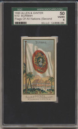 1890 N10 Allen & Ginter 2nd Series Flags Of All Nations Burmah SGC 50 VG-EX 4  #*