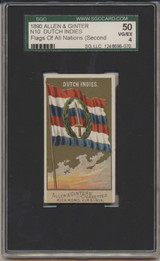 1890 N10 Allen & Ginter 2nd Series Flags Of All Nations Dutch Indies SGC 50 VG-EX 4 #* 1890 N10 Allen & Ginter 2nd Series Flags Of All Nations Dutch Indies SGC 50 VG-EX 4 #*