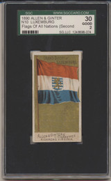 1890 N10 Allen & Ginter 2nd Series Flags Of All Nations Luxemburg SGC 30 GOOD 2 #* 1890 N10 Allen & Ginter 2nd Series Flags Of All Nations Luxemburg SGC 30 GOOD 2 #*