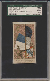 1890 N10 Allen & Ginter 2nd Series Flags Of All Nations Bavaria SGC 20 FAIR 1.5 #* 1890 N10 Allen & Ginter 2nd Series Flags Of All Nations Bavaria SGC 20 FAIR 1.5 #*