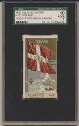 1890 N10 Allen & Ginter 2nd Series Flags Of All Nations Iceland SGC 10 POOR 1  #*