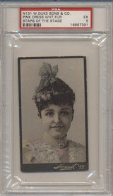 1891 N131 STARS OF THE STAGE PINK DRESS WITH FUR. PSA 5 EX #* 1891 N131 STARS OF THE STAGE PINK DRESS WITH FUR. PSA 5 EX #*