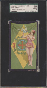 1892 N109 FLAGS & COSTUMES BRAZIL SGC 50 VG/EX 4 #sku28955 1892 N109 FLAGS & COSTUMES BRAZIL SGC 50 VG/EX 4 #sku28955