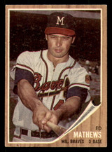 1962 Topps #30 Eddie Mathews Very Good  ID: 325851