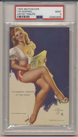 1945 Mutoscope W424-2b Artist Pin-Up Girls:  I'M Keeping Abreast Of The Times  PSA 9 MINT  #*  #*