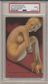 1945 Mutoscope W424-2b Artist Pin-Up Girls:  Oh I'm Holding Own, Thanks  PSA 9 MINT  #*  #*