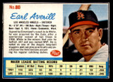 1962 Post Cereal #80 Earl Averill Jr. Ex-Mint  ID: 342664