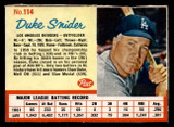 1962 Post Cereal #114 Duke Snider Near Mint 