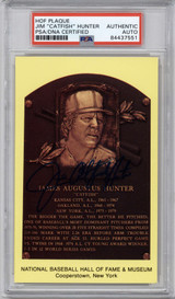Jim Catfish Hunter Yellow HOF Postcard Plaque PSA/DNA Auto Signed Encap NY Yankees