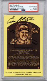 Enos Slaughter Yellow HOF Postcard Plaque PSA/DNA Auto Signed Encap Cardinals ID: 346569 Enos Slaughter Yellow HOF Postcard Plaque PSA/DNA Auto Signed Encap Cardinals ID: 346569