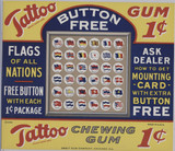1933 Orbit Gum Co. Button Flags Of All Nations Tattoo Chewing Gum 8 3/4 by 7 1/2 Inches  #**