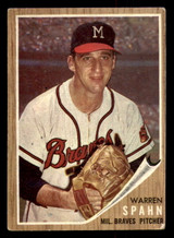 1962 Topps #100 Warren Spahn Excellent 1962 Topps #100 Warren Spahn Excellent