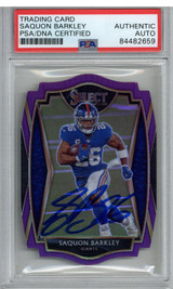 2020 Select Premier Level Prizm #115 Saquon Barkley  Purple Signed Auto PSA/DNA NY Giants