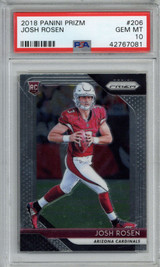 2018 Panin Prizm # 206 Josh Rosen PSA Gem Mint 10 Arizona Cardinals