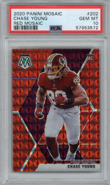 2020 Panini Mosaic Red #202 Chase Young PSA Gem Mint 10 Washington Commanders 2020 Panini Mosaic Red #202 Chase Young PSA Gem Mint 10 Washington Commanders