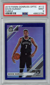 2019 Panini Donruss Optic Purple # 112 Kevin Durant PSA Mint 9 Brooklyn Nets