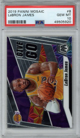 2019 Panini Mosaic Give and Go # 8 LeBron James PSA Gem Mint 10 Los Angeles Lakers ID: 353693