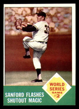 1963 Topps #143 World Series Game 2 Sanford Flashes Shutout Magic Ex-Mint  ID: 361107