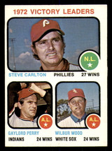 1973 Topps #66 Steve Carlton/Gaylord Perry/Wilbur Wood Victory Leaders Excellent+  ID: 370691