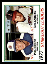 1978 Topps #206 Phil Niekro/Nolan Ryan Strikeout Leaders DP Near Mint  ID: 372424