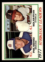 1978 Topps #206 Phil Niekro/Nolan Ryan Strikeout Leaders DP Near Mint+  ID: 374515