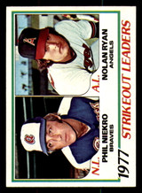 1978 Topps #206 Phil Niekro/Nolan Ryan Strikeout Leaders DP Near Mint  ID: 375405