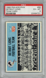 1966 Philadelphia #66 Lions Team PSA 6 EX-Mint 1966 Philadelphia #66 Lions Team PSA 6 EX-Mint