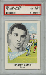 1961 Nu-Card #158 Bob Asack PSA 8 NM-Mint  ID: 378030