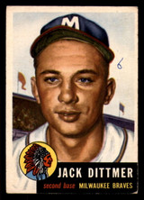 1953 Topps #212 Jack Dittmer Writing on Card RC Rookie Braves ID:382525 1953 Topps #212 Jack Dittmer Writing on Card RC Rookie Braves ID:382525
