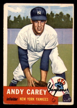 1953 Topps #188 Andy Carey Writing on Card RC Rookie Yankees  ID:382564