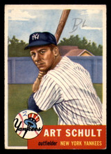 1953 Topps #167 Art Schult Writing on Card RC Rookie Yankees ID:382567