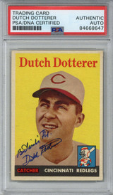 1958 Topps 396 Dutch Dotterer Signed Auto "Best Wishes" PSA/DNA Reds