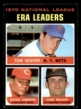 1971 Topps #68 Tom Seaver/Wayne Simpson/Luke Walker NL ERA Leaders Excellent+  ID: 389878