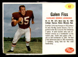 1962 Post Cereal #62 Galen Fiss No Crease Hand Cut SP Browns 