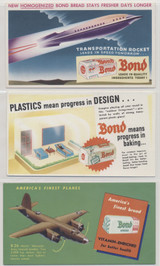 circ. 1940/50 F280-1a Bond Bread  Ink Blotters  Mostly Planes and Rockets Lot 8 different  #*sku37622