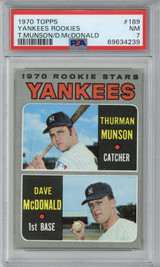 1970 Topps #189 Thurman Munson RC ROOKIE PSA 7 Near Mint NY Yankees