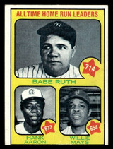 1973 Topps #1 Babe Ruth/Hank Aaron/Willie Mays All-Time HR Leaders Miscut All-Ti