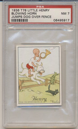 1936 T78 Little Henry Blowing Horn Jumps Dog Over Fence Pop 1 PSA 7 NM #*sku36124 1936 T78 Little Henry Blowing Horn Jumps Dog Over Fence Pop 1 PSA 7 NM #*sku36124