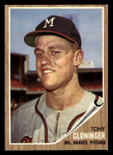 1962 Topps #63 Tony Cloninger Ex-Mint RC Rookie ID: 401866 1962 Topps #63 Tony Cloninger Ex-Mint RC Rookie ID: 401866