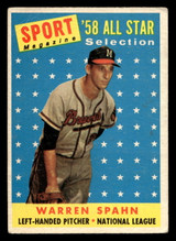 1958 Topps #494 Warren Spahn AS G-VG  ID: 404907