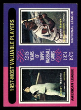 1975 Topps #195 Mickey Mantle/Hank Aaron 1957 MVP's Excellent+  ID: 405698