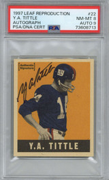 1997 Leaf Reproduction 1948 Y.A. Tittle Signed PSA/DNA PSA 8 Card 9 Auto