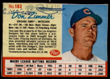 1962 Post Cereal #183 Don Zimmer Poor 